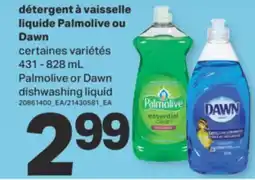 L'Intermarché DÉTERGENT À VAISSELLE LIQUIDE PALMOLIVE OU DAWN, 431 - 828 mL offer