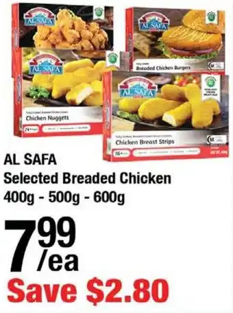 Arz Fine Foods Al safa selected breaded chicken offer