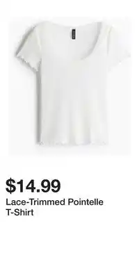 H&M Lace-Trimmed Pointelle T-Shirt offer