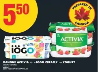 No Frills Danone activia or iögo creamy yogurt offer