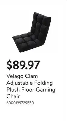 Walmart Velago Clam Adjustable Folding Plush Floor Gaming Chair offer