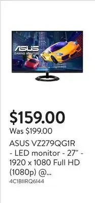 Walmart ASUS VZ279QG1R - LED monitor - 27 - 1920 x 1080 Full HD (1080p) @ 75 Hz offer