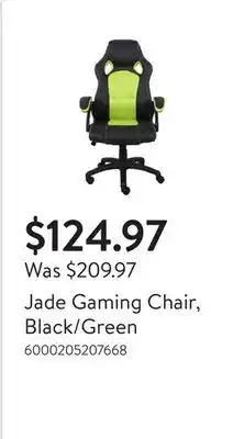 Walmart Jade Gaming Chair, Black/Green offer