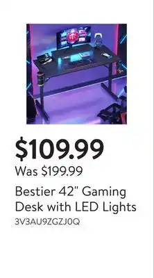 Walmart Bestier 42 Gaming Desk with LED Lights offer