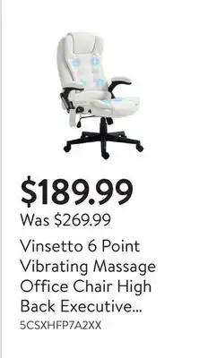 Walmart Vinsetto 6 Point Vibrating Massage Office Chair High Back Executive Chair offer