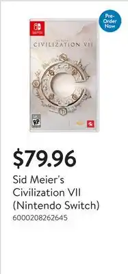 Walmart Sid Meier's Civilization VII (Nintendo Switch) offer