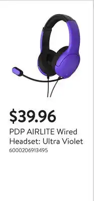 Walmart PDP AIRLITE Wired Headset: Ultra Violet offer