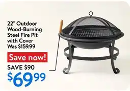 Walmart 22 Outdoor Wood-Burning Steel Fire Pit with Cover offer