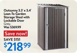 Walmart Outsunny 3.3' x 3.4' Lean-To Garden Storage Shed with Lockable Door offer