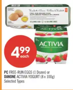 Shoppers Drug Mart PC FREE-RUN EGGS (1 Dozen) or DANONE ACTIVIA YOGURT (8 x 100g) offer