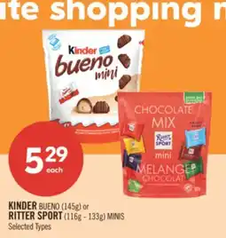 Shoppers Drug Mart KINDER BUENO (145g) or RITTER SPORT (116g - 133g) MINIS offer