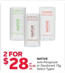 Rexall NATIVE Anti-Perspirant or Deodorant offer