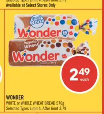 Shoppers Drug Mart WONDER WHITE OR WHOLE WHEAT BREAD offer