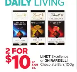 Rexall LINDT Excellence or GHIRARDELLI Chocolate Bars offer