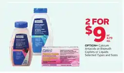 Rexall OPTION+ Calcium Antacids or Bismuth Caplets or Liquids offer