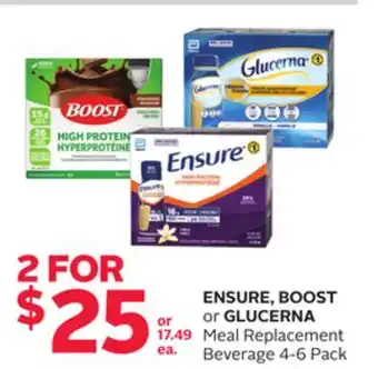 Rexall ENSURE, BOOST or GLUCERNA Meal Replacement Beverage offer