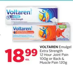 Rexall VOLTAREN Emulgel Extra Strength 12 Hour Joint Pain 100g or Back & Muscle Pain 120g offer