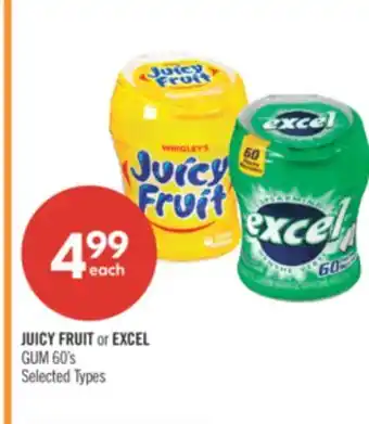 Shoppers Drug Mart JUICY FRUIT or EXCEL GUM 60's offer