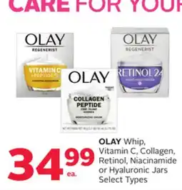 Rexall OLAY Whip, Vitamin C, Collagen, Retinol, Niacinamide or Hyaluronic Jars offer