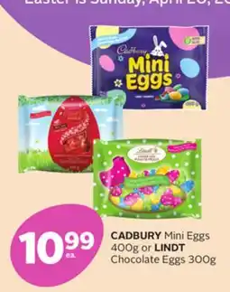 Rexall CADBURY Mini Eggs 400g or LINDT Chocolate Eggs 300g offer