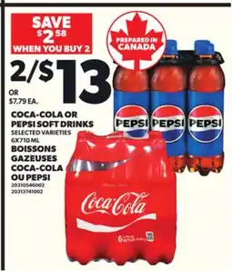 Independent City Market COCA-COLA OR PEPSI SOFT DRINKS, 6X710 ML offer