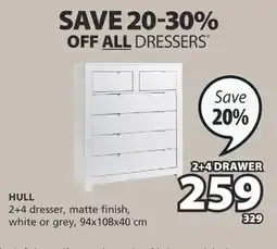 JYSK HULL 2+4 dresser, matte finish offer