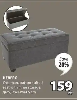 JYSK HEBERG Ottoman, button-tufted seat offer