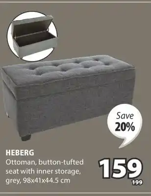 JYSK HEBERG Ottoman, button-tufted seat offer