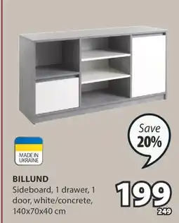 JYSK BILLUND Sideboard, 1 drawer, 1 door, white/concrete offer