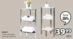 JYSK BENNY 3-tier corner glass shelf offer