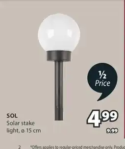 JYSK SOL Solar stake light offer