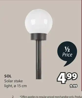 JYSK SOL Solar stake light offer