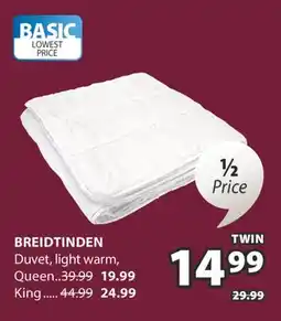 JYSK BREIDTINDEN Duvet, light warm offer