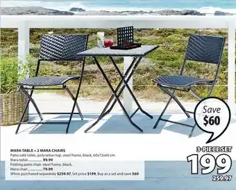 JYSK MARA TABLE + 2 MARA CHAIRS offer