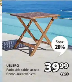 JYSK UBJERG Patio side table, acacia frame offer