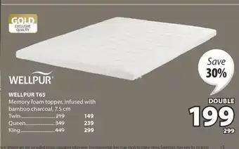 JYSK WELLPUR T65 Memory foam topper offer