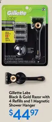 Walmart Gillette Labs Black & Gold Razor with 4 Refills and 1 Magnetic Shower Hanger offer