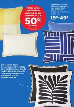 Maxi COUSSINS DE TERRASSE DÉCORATIFS, POUR SIÈGE OU À DOSSIER HAUT LIFE AT HOME offer