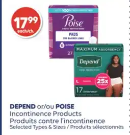 Wellwise by Shoppers DEPEND ou POISE Produits contre l'incontinence offer