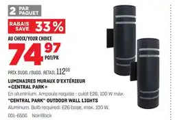 BMR LUMINAIRES MURAUX D'EXTÉRIEUR CENTRAL PARK offer