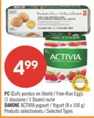 Pharmaprix PC Free-Run Eggs (1 Dozen) or DANONE ACTIVIA Yogurt (8 x 100 g) offer