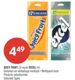 Pharmaprix JUICY FRUIT 3 or EXCEL 4 Multipack Gum offer