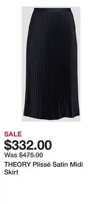 Holt Renfrew THEORY Plissé Satin Midi Skirt offer