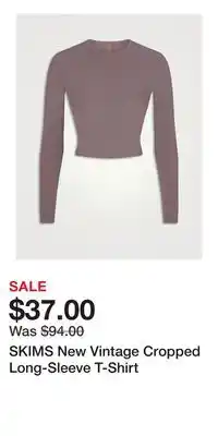 Holt Renfrew SKIMS New Vintage Cropped Long-Sleeve T-Shirt offer