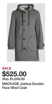 Holt Renfrew MACKAGE Joshua Double-Face Wool Coat offer