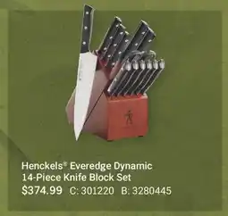 Cabela's Henckels Everedge Dynamic 14-Piece Knife Block Set offer