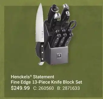 Cabela's Henckels Statement Fine Edge 13-Piece Knife Block Set offer