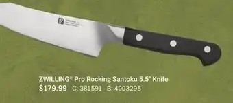 Cabela's ZWILLING Pro Rocking Santoku 5.5 Knife offer