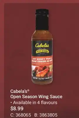 Cabela's Cabela's Open Season Wing Sauce offer