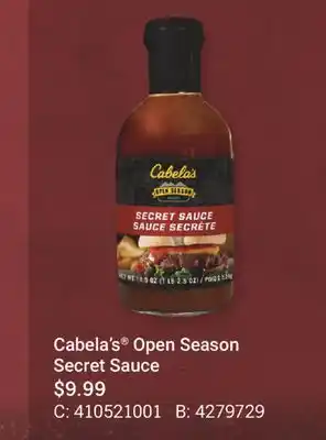 Cabela's Cabela's Open Season Secret Sauce offer